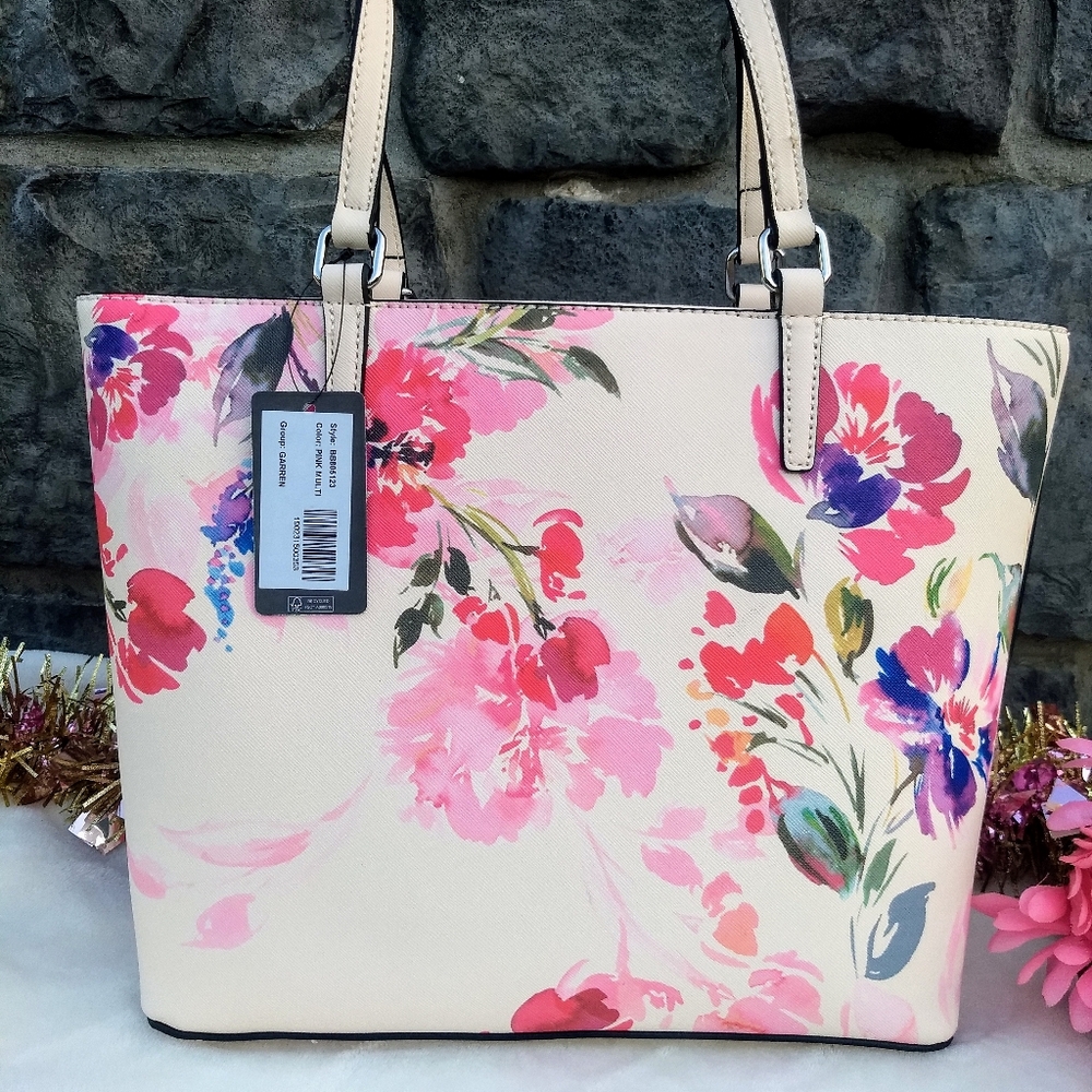 OUT Of STOCK Guess Pink Floral Garren Tote Set - Picture 6 of 13